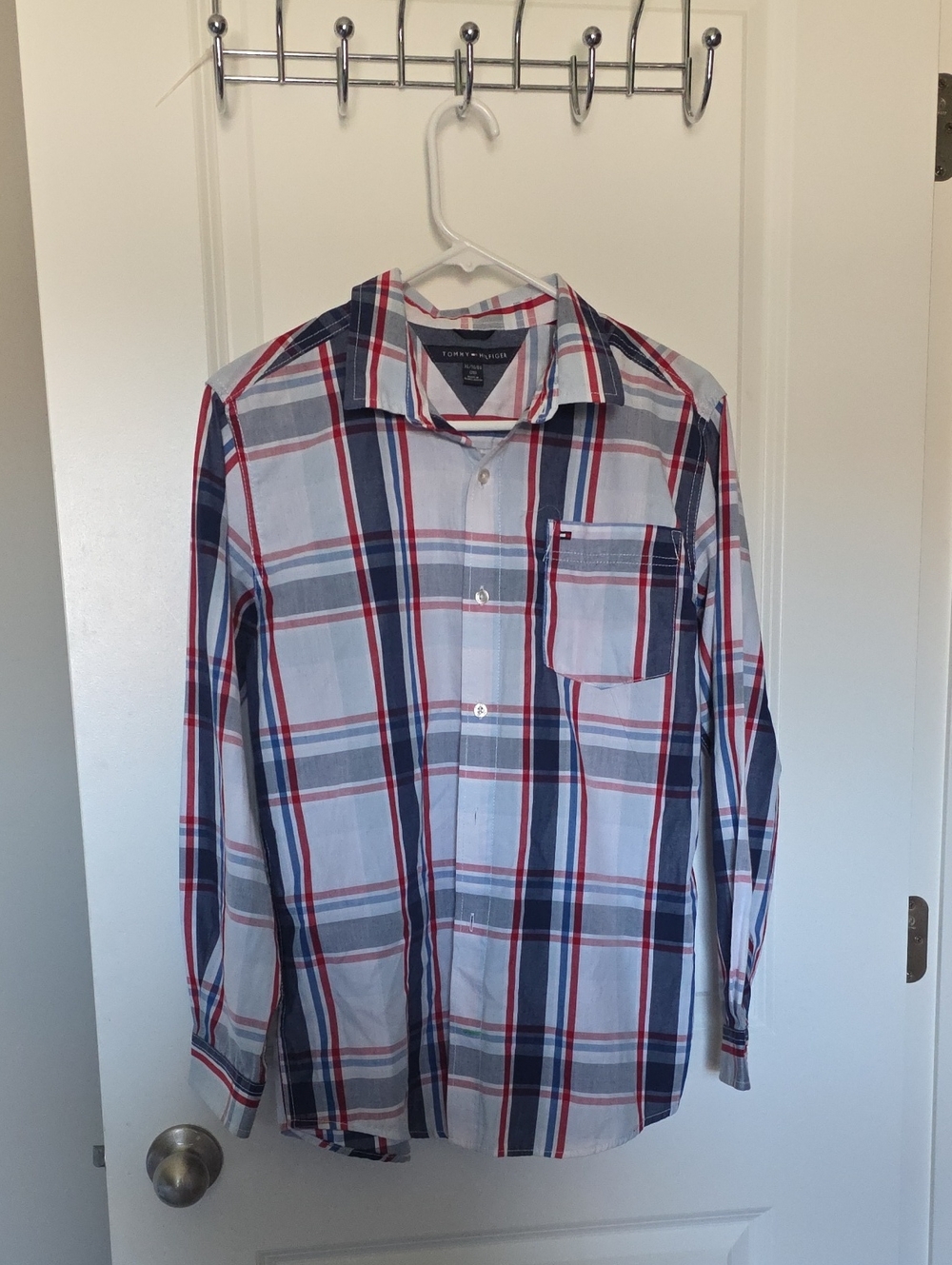 Tommy Hilfiger Blue White Red Plaid Button-Down Shirt